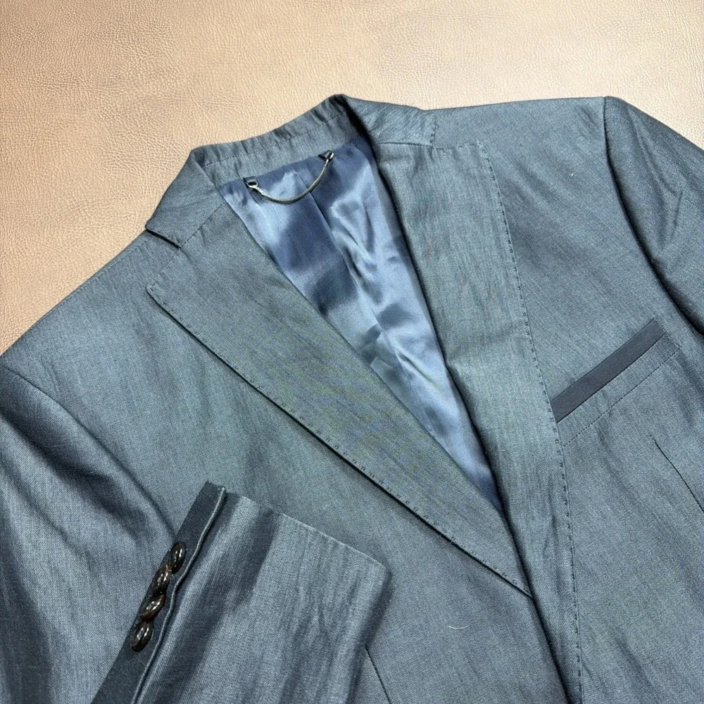 ZARA Men's Sport Coat Blazer 36 Gray 2 Button Slim Fit Modern Wedding Office New